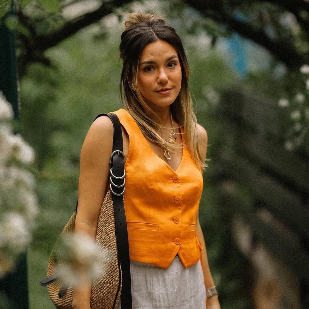 Express Orange Button-Down Vest - image 6